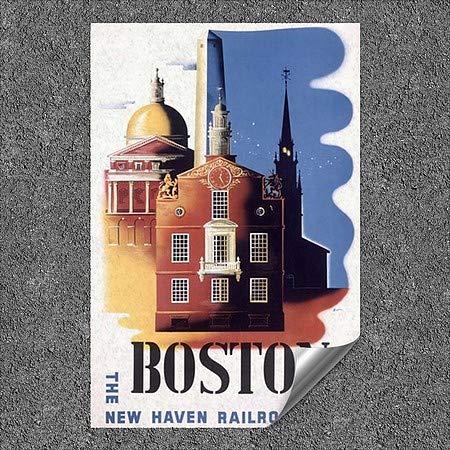 CGSignLab | בוסטון, MA, רכבת ניו הייבן, פוסטר וינטג ', מאת בן נאסון עיצוב קיר קווי מתאר | 24 x36